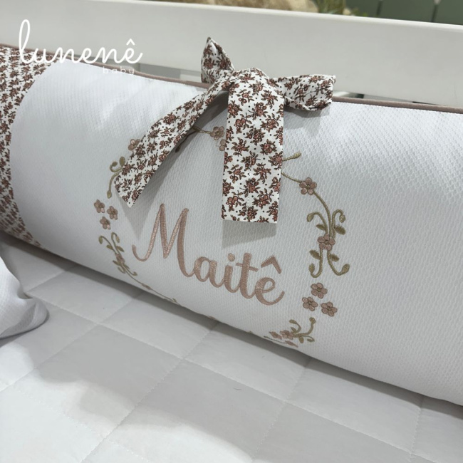 Enxoval de Berço Personalizado 08 Peças Ramo de Flores 140 Fios