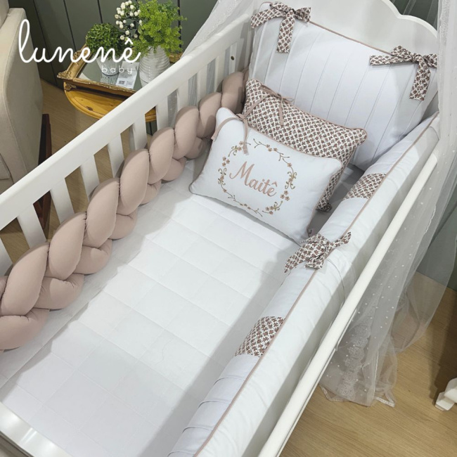 Enxoval de Berço Personalizado 08 Peças Ramo de Flores 140 Fios