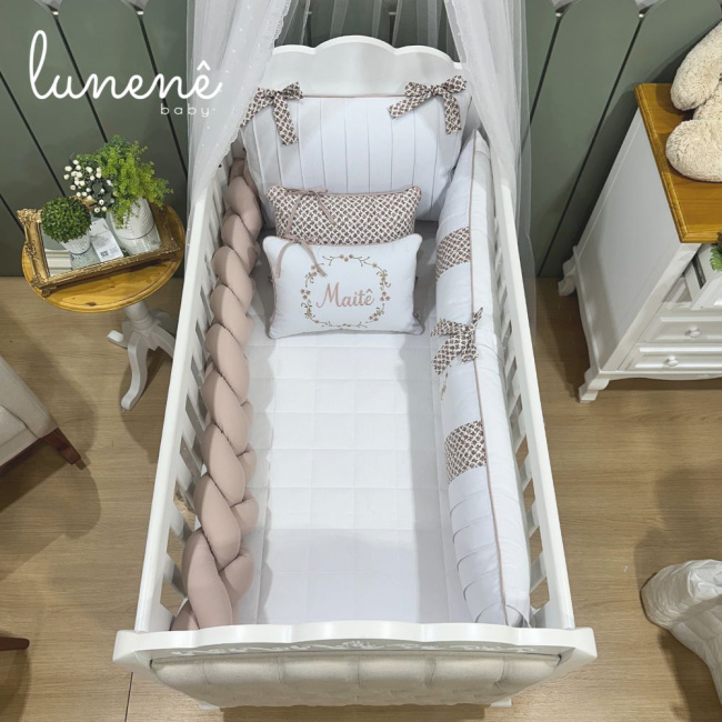 Enxoval de Berço Personalizado 08 Peças Ramo de Flores 140 Fios