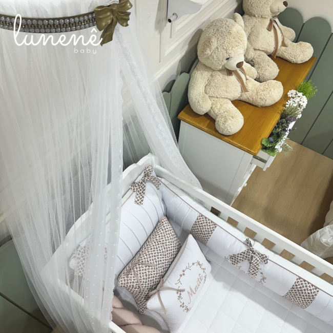 Enxoval de Berço Personalizado 08 Peças Ramo de Flores 140 Fios