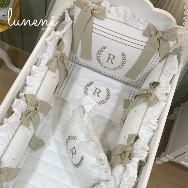 Enxoval de Berço Personalizado 08 Peças Romeu Baby 200 Fios 4548