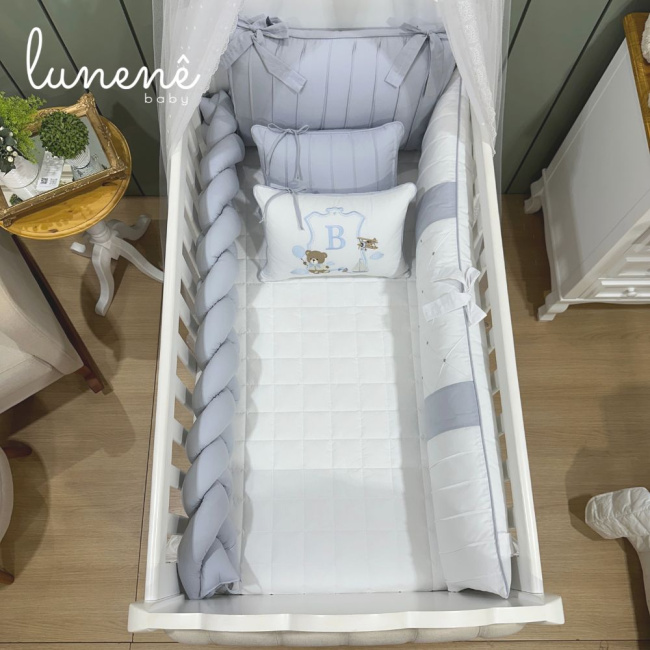 Enxoval de Berço Personalizado 08 Peças Ursinho 140 fios 9005