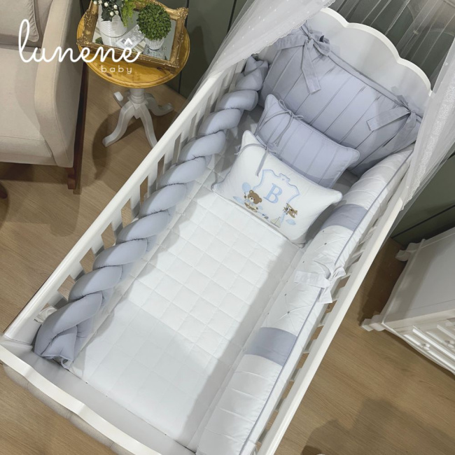 Enxoval de Berço Personalizado 08 Peças Ursinho 140 fios 9005