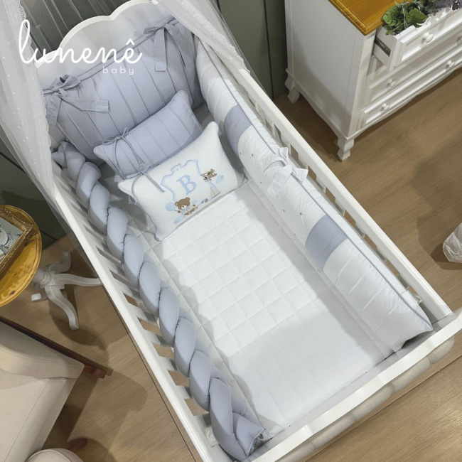 Enxoval de Berço Personalizado 08 Peças Ursinho 140 fios 9005