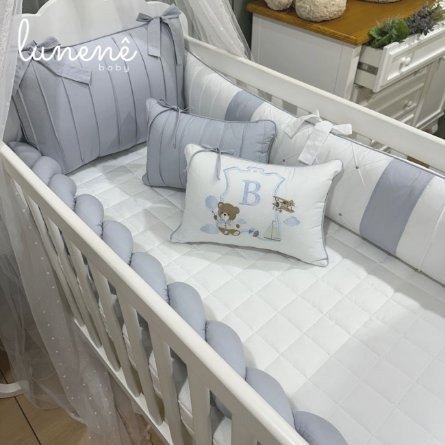 Enxoval de Berço Personalizado 08 Peças Ursinho 140 fios 9005