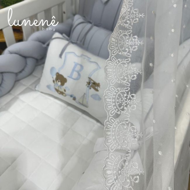 Enxoval de Berço Personalizado 08 Peças Ursinho 140 fios 9005