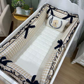 Enxoval de Berço Personalizado 08 Peças Ursinho Rei 200 Fios