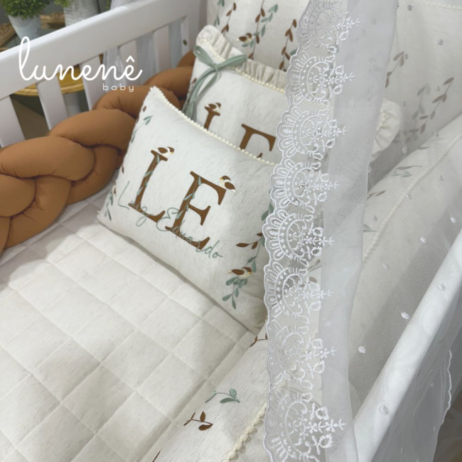 Enxoval de Berço Personalizado 09 Peças Basic Baby Caramelo 200 Fios