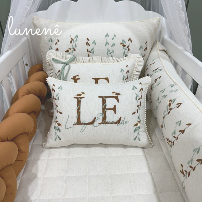 Enxoval de Berço Personalizado 09 Peças Basic Baby Caramelo 200 Fios