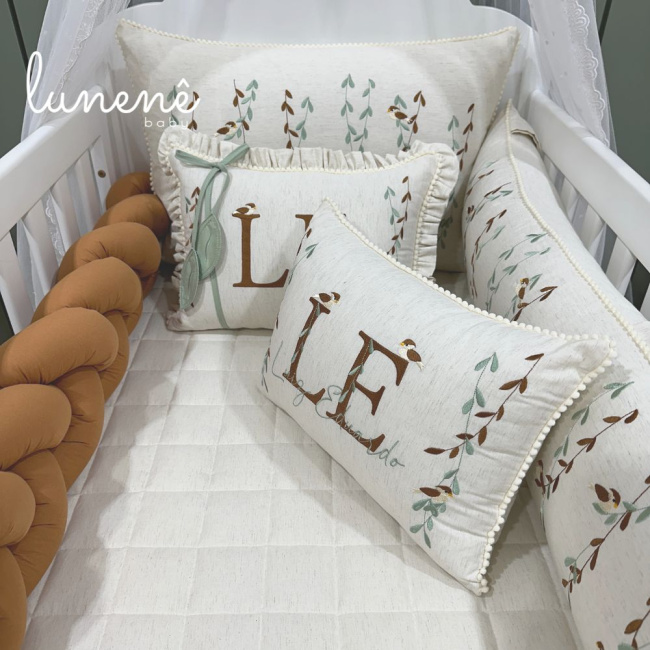 Enxoval de Berço Personalizado 09 Peças Basic Baby Caramelo 200 Fios