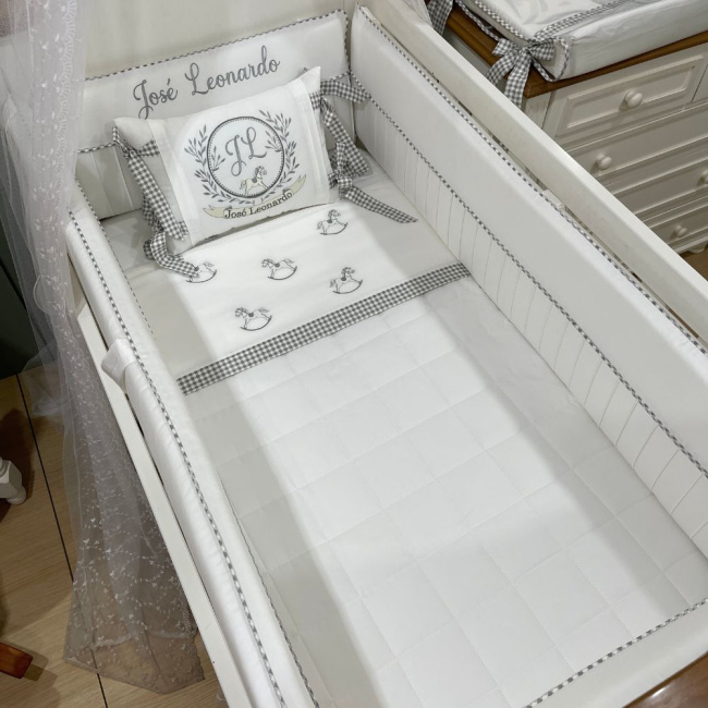Enxoval de Berço Personalizado 09 Peças Leonardo Baby 200 Fios 4510