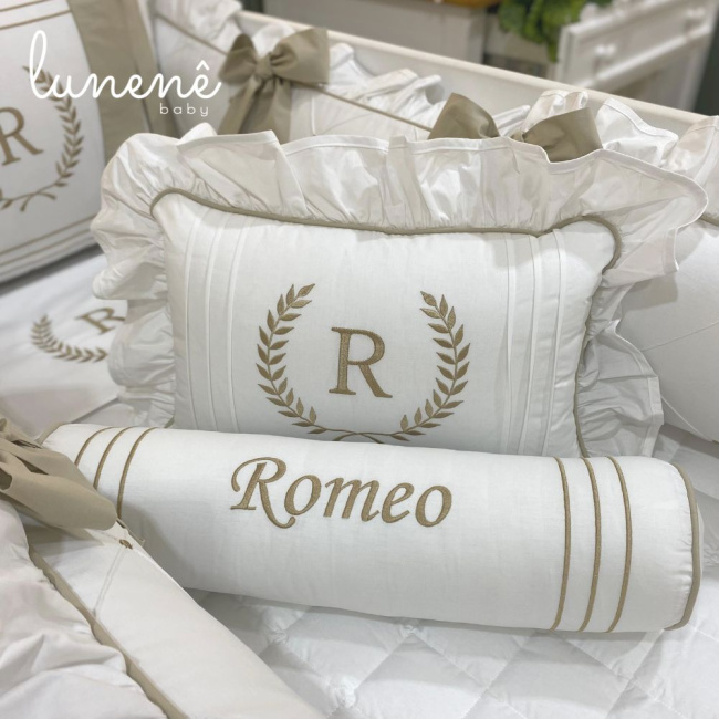 Enxoval de Berço Personalizado 09 Peças Romeu Baby 200 Fios 4548