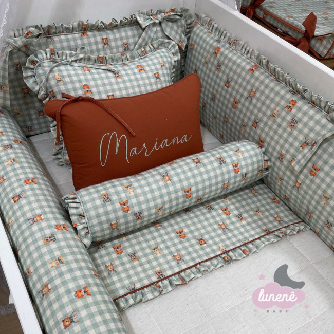 Enxoval de Berço Personalizado 10 Peças Linho Baby Bichinhos 4437