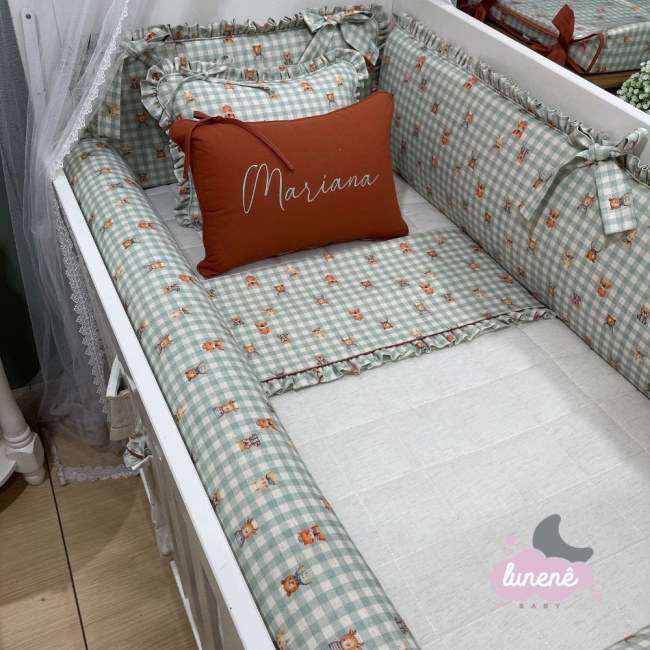 Enxoval de Berço Personalizado 10 Peças Linho Baby Bichinhos 4437