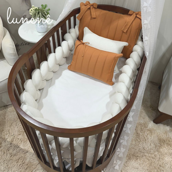 Enxoval de Berço Personalizado Evolutivo 06 Peças Caramelo Baby 200 Fios