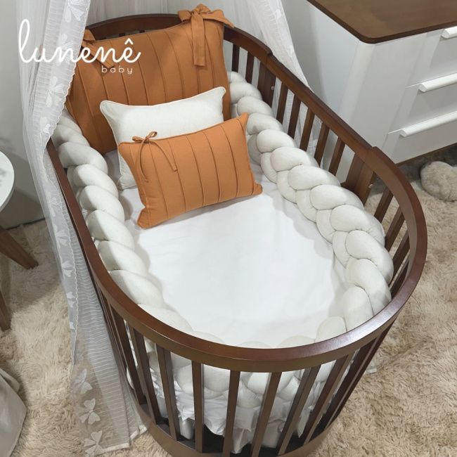 Enxoval de Berço Personalizado Evolutivo 06 Peças Caramelo Baby 200 Fios