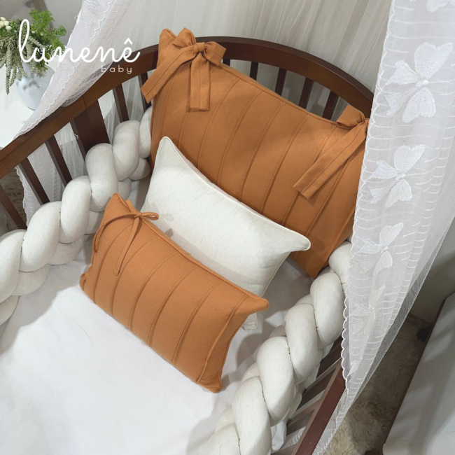 Enxoval de Berço Personalizado Evolutivo 06 Peças Caramelo Baby 200 Fios