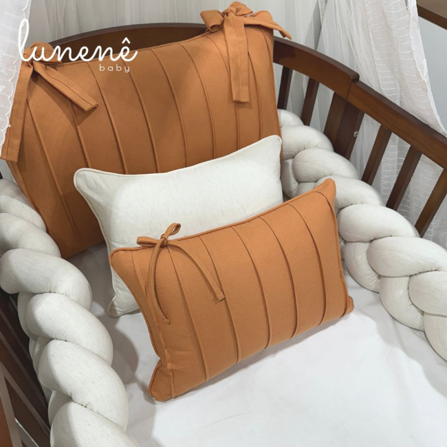 Enxoval de Berço Personalizado Evolutivo 06 Peças Caramelo Baby 200 Fios