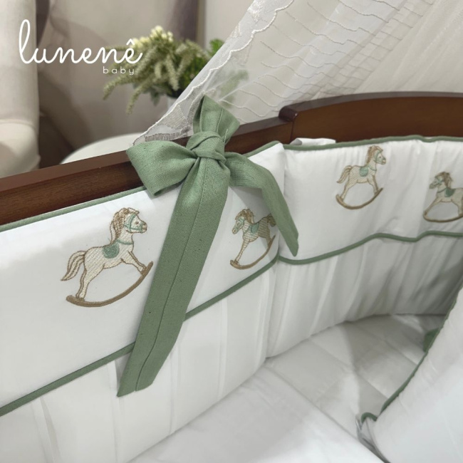Enxoval de Berço Personalizado Evolutivo 10 Peças Cavalinho 200 Fios 4554