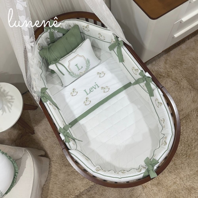 Enxoval de Berço Personalizado Evolutivo 10 Peças Cavalinho 200 Fios 4554