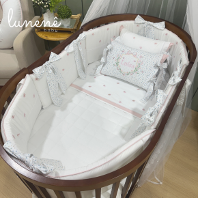 Enxoval de Berço Personalizado Evolutivo 10 Peças Poá Colorido 200 Fios 4546