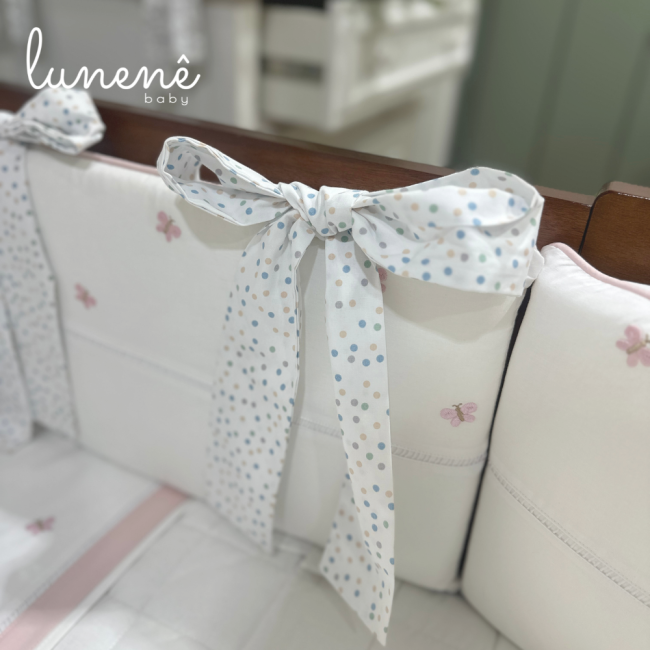 Enxoval de Berço Personalizado Evolutivo 10 Peças Poá Colorido 200 Fios 4546