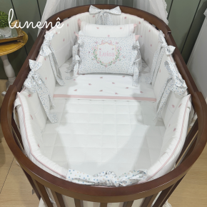 Enxoval de Berço Personalizado Evolutivo 10 Peças Poá Colorido 200 Fios 4546