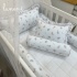 Enxoval de Berço Rose Bichinhos 10 Peças com Almofada Amamentação e Trocador