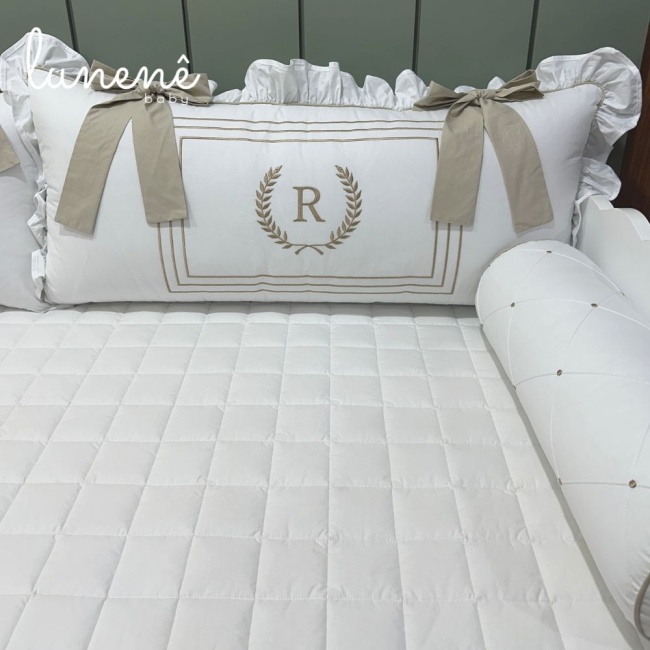 Enxoval de Cama Babá 05 peças com Inicial R 200 Fios 9000