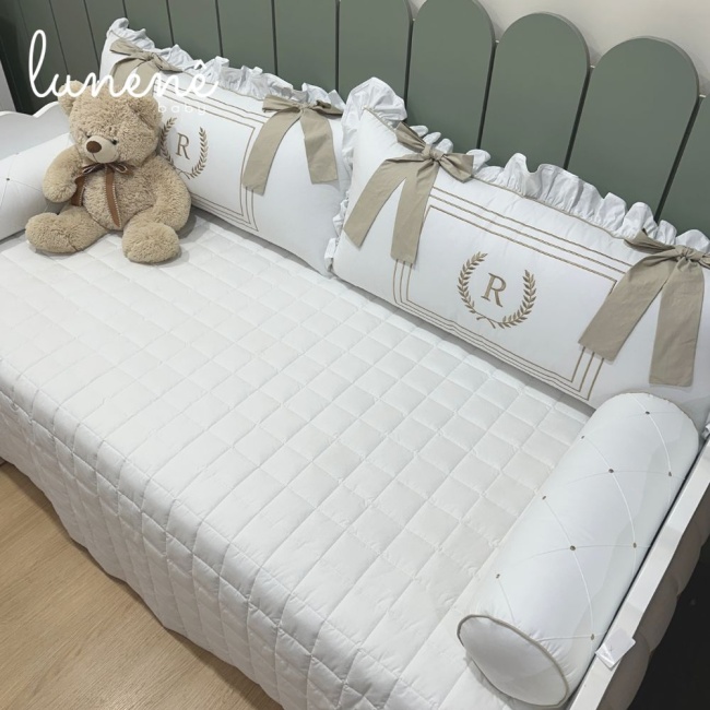 Enxoval de Cama Babá 05 peças com Inicial R 200 Fios 9000