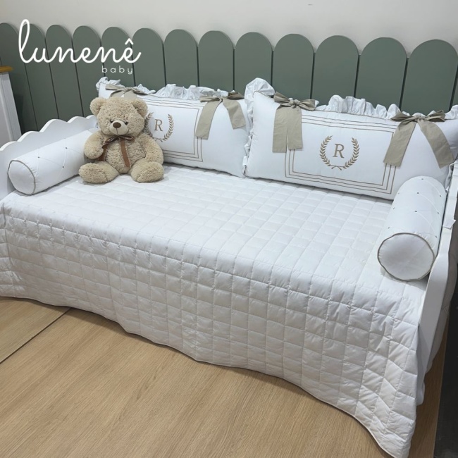 Enxoval de Cama Babá 05 peças com Inicial R 200 Fios 9000