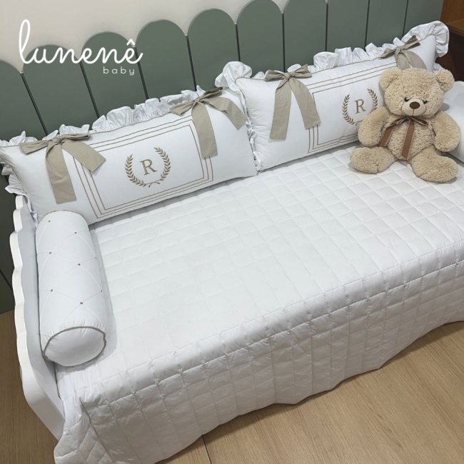 Enxoval de Cama Babá 05 peças com Inicial R 200 Fios 9000