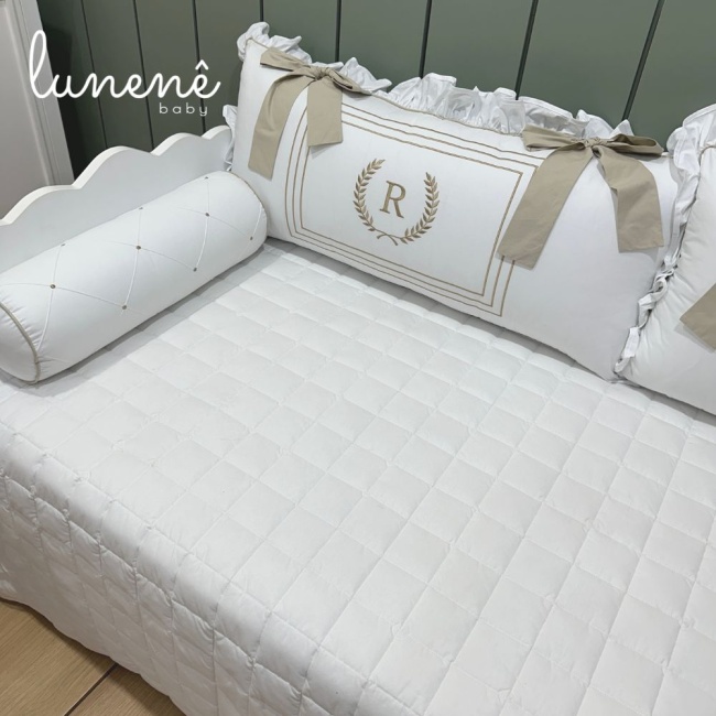 Enxoval de Cama Babá 05 peças com Inicial R 200 Fios 9000