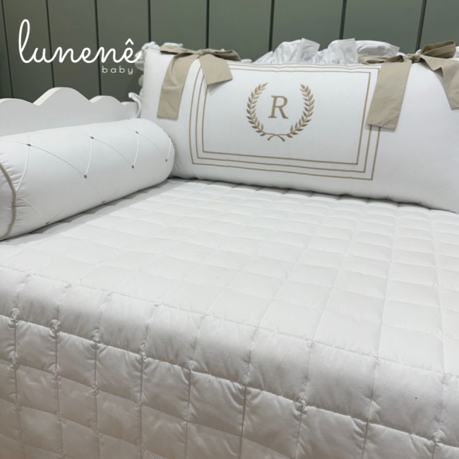 Enxoval de Cama Babá 05 peças com Inicial R 200 Fios 9000
