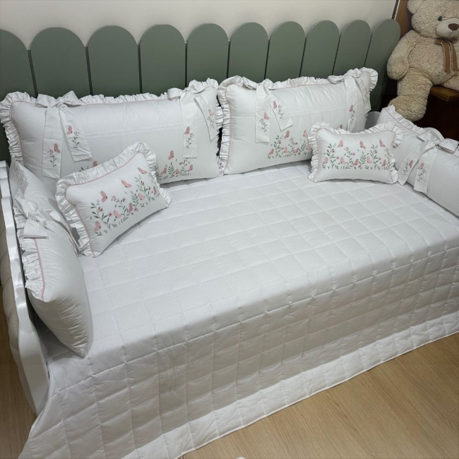Enxoval de Cama Babá 07 peças Betina Rosê 200 Fios 4522