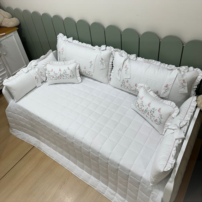 Enxoval de Cama Babá 07 peças Betina Rosê 200 Fios 4522