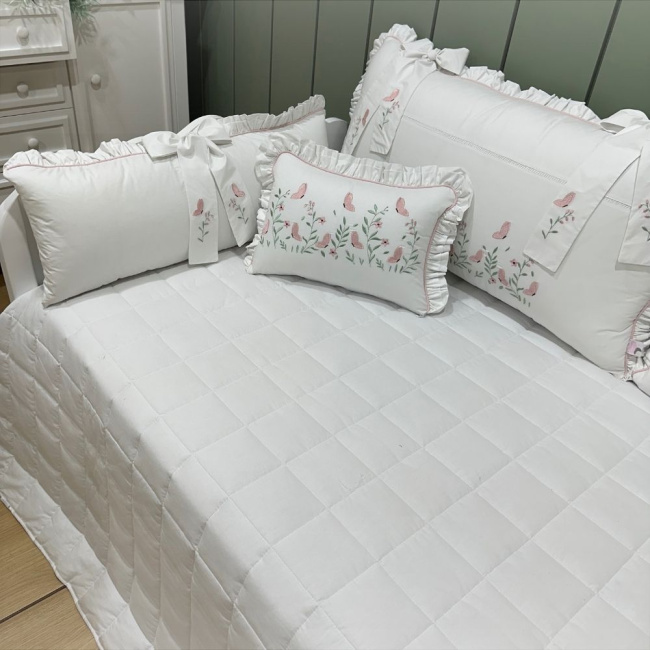 Enxoval de Cama Babá 07 peças Betina Rosê 200 Fios 4522