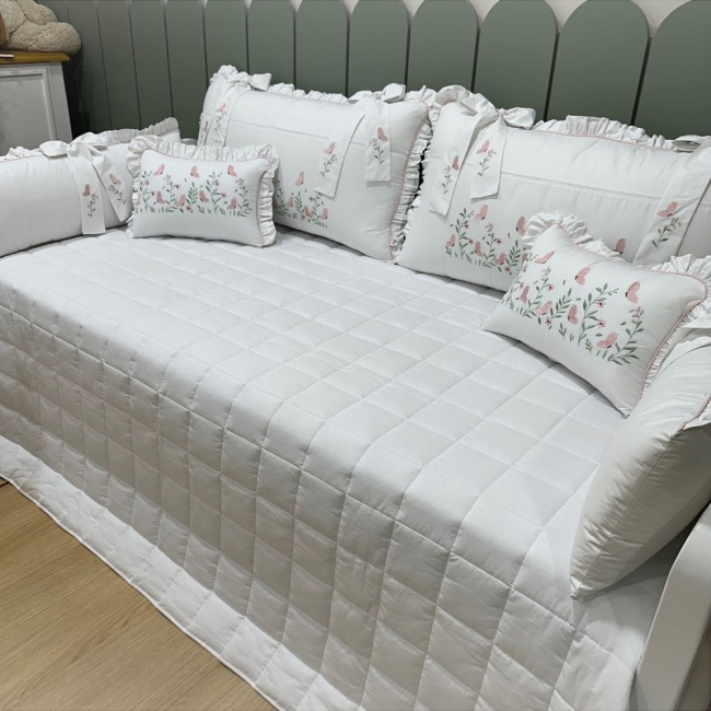 Enxoval de Cama Babá 07 peças Betina Rosê 200 Fios 4522