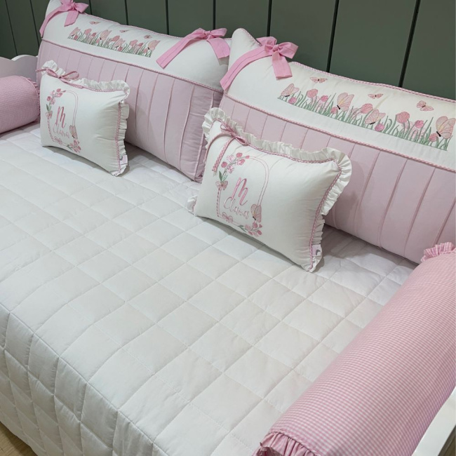 Enxoval de Cama Babá 07 peças Borboletas 200 Fios 4511