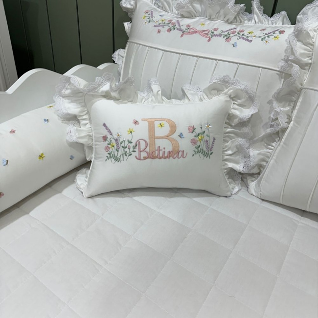 Enxoval de Cama Babá 07 Peças Flores Rose 400 Fios 4517