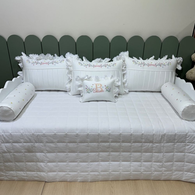 Enxoval de Cama Babá 07 Peças Flores Rose 400 Fios 4517