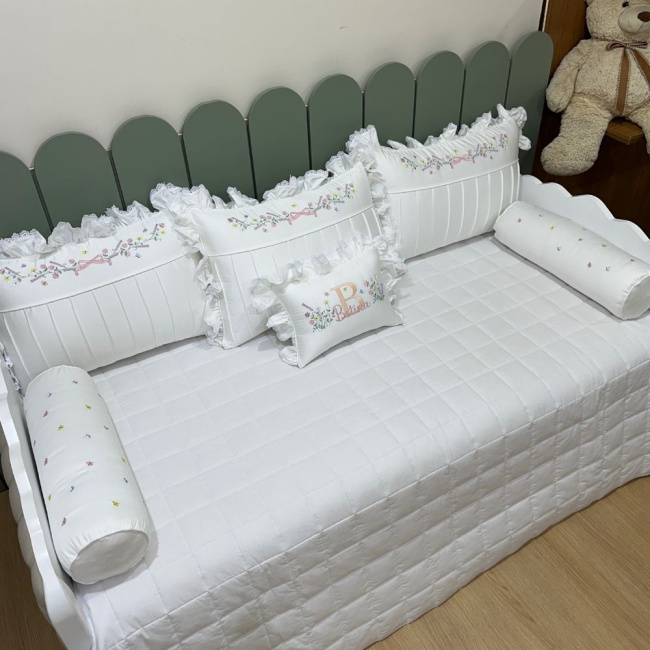Enxoval de Cama Babá 07 Peças Flores Rose 400 Fios 4517
