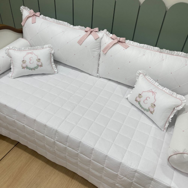 Enxoval de Cama Babá 07 peças Ursinhas Lunenê 200 Fios