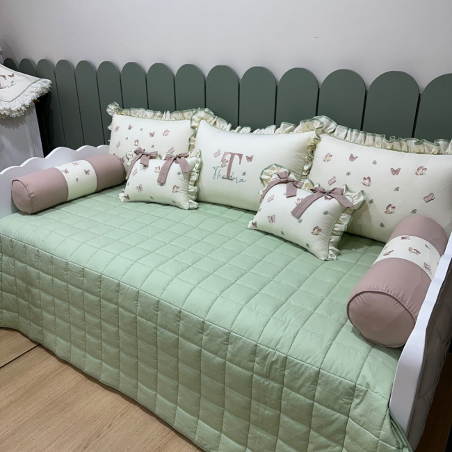 Enxoval de Cama Babá 08 Peças Borboleta Baby 140 Fios Terracota