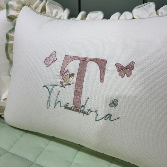 Enxoval de Cama Babá 08 Peças Borboleta Baby 140 Fios Terracota