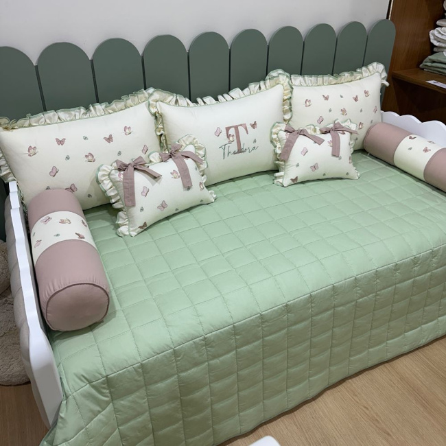 Enxoval de Cama Babá 08 Peças Borboleta Baby 140 Fios Terracota