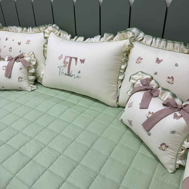 Enxoval de Cama Babá 08 Peças Borboleta Baby 140 Fios Terracota