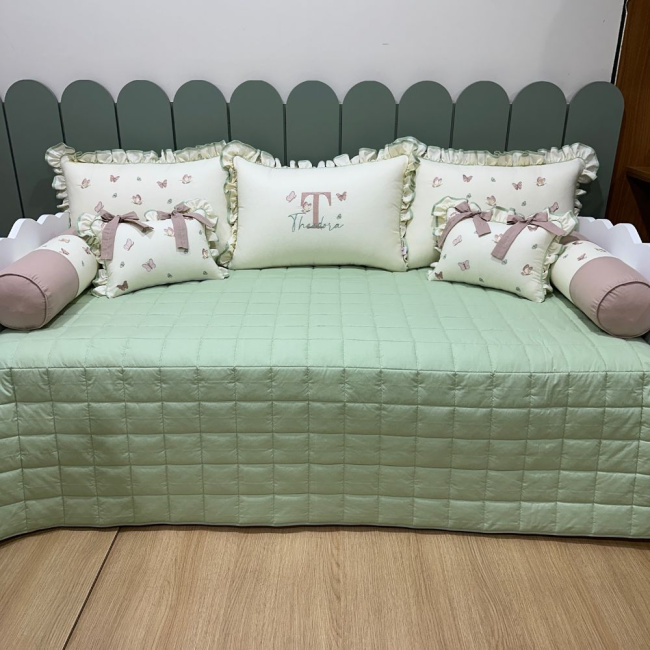 Enxoval de Cama Babá 08 Peças Borboleta Baby 140 Fios Terracota