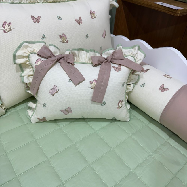 Enxoval de Cama Babá 08 Peças Borboleta Baby 140 Fios Terracota