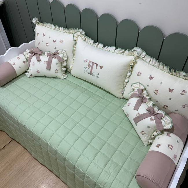 Enxoval de Cama Babá 08 Peças Borboleta Baby 140 Fios Terracota
